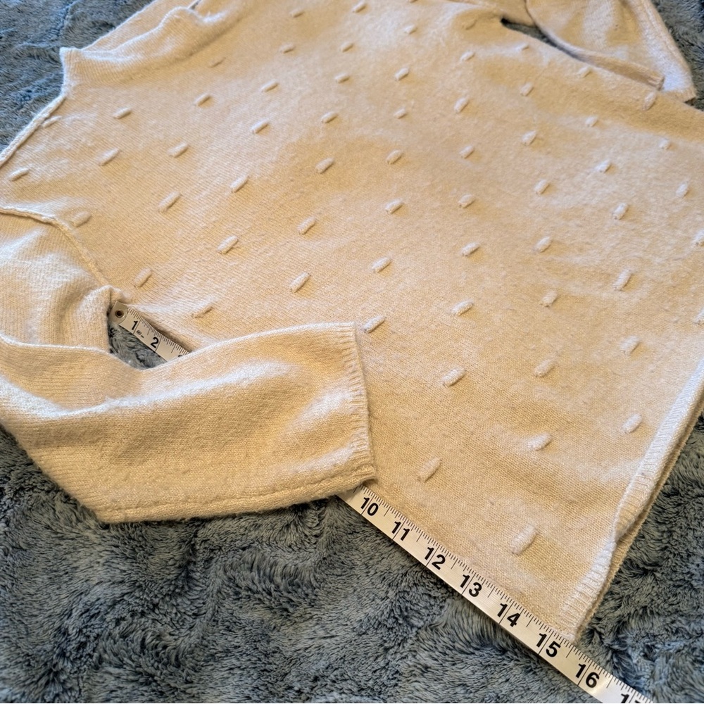 Democracy | Cream Mock Neck Dot-Texture Sweater | Size Small - Picture 6 of 7